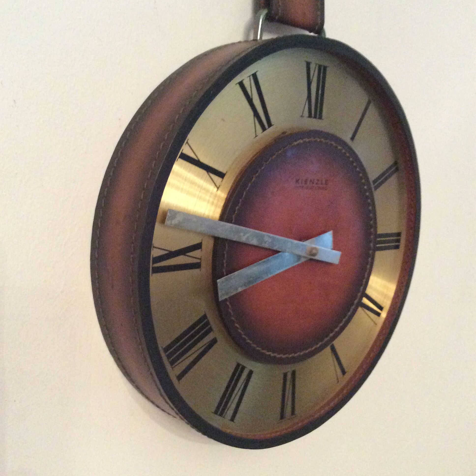 Kienzle leather wall clock from the 70s