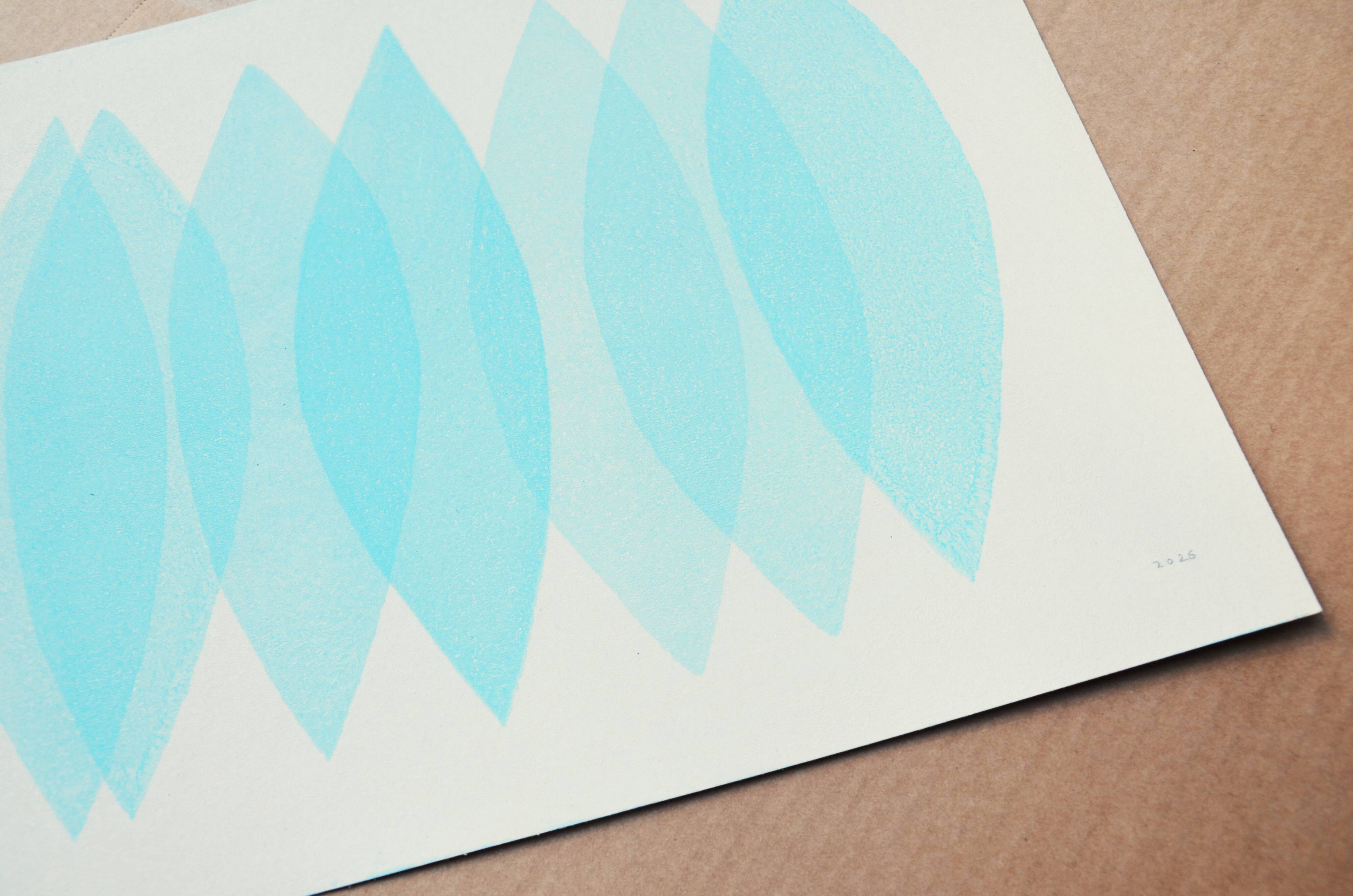 Abstract painting 30x40cm illustration glacier blue signed eawy
