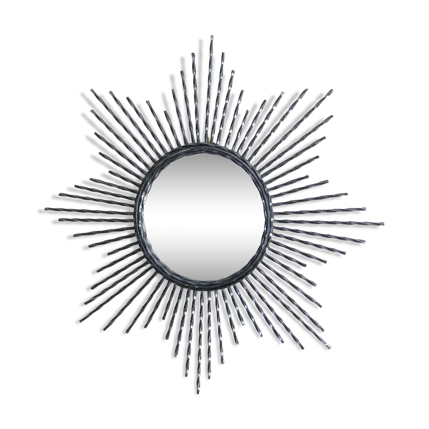 Mirror sun domed black metal, witch eye, 50 years - 62,5x62,5cm