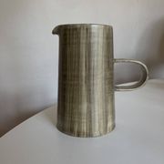Vase, pichet de potier décor faux bois, 1970