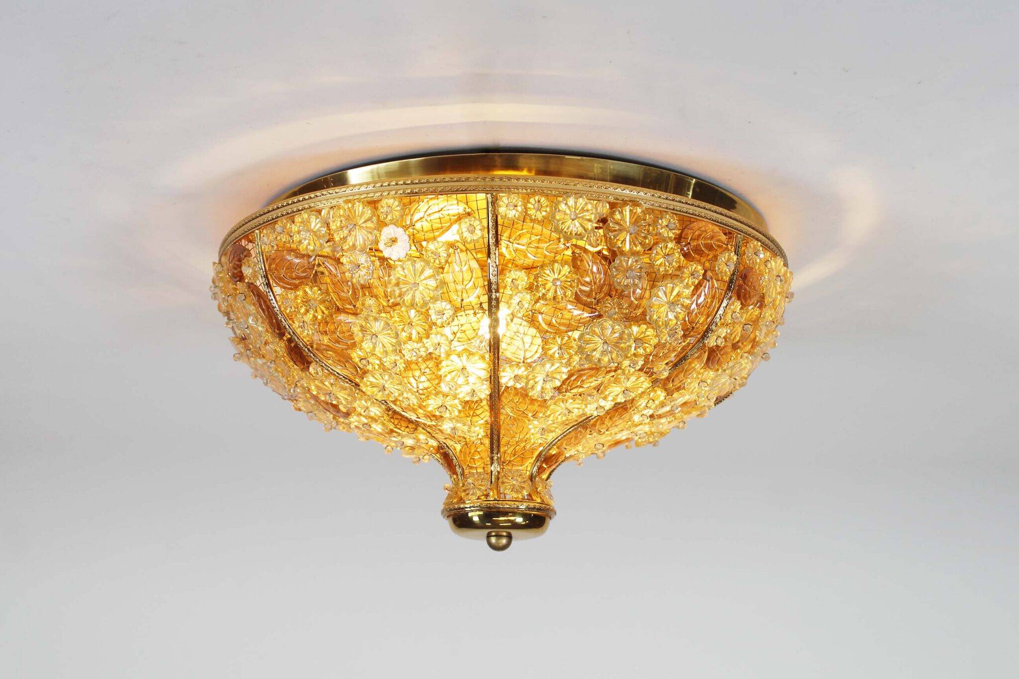 Incredible and rare crystal glass flush mount light by Palwa, Germany 1960’s