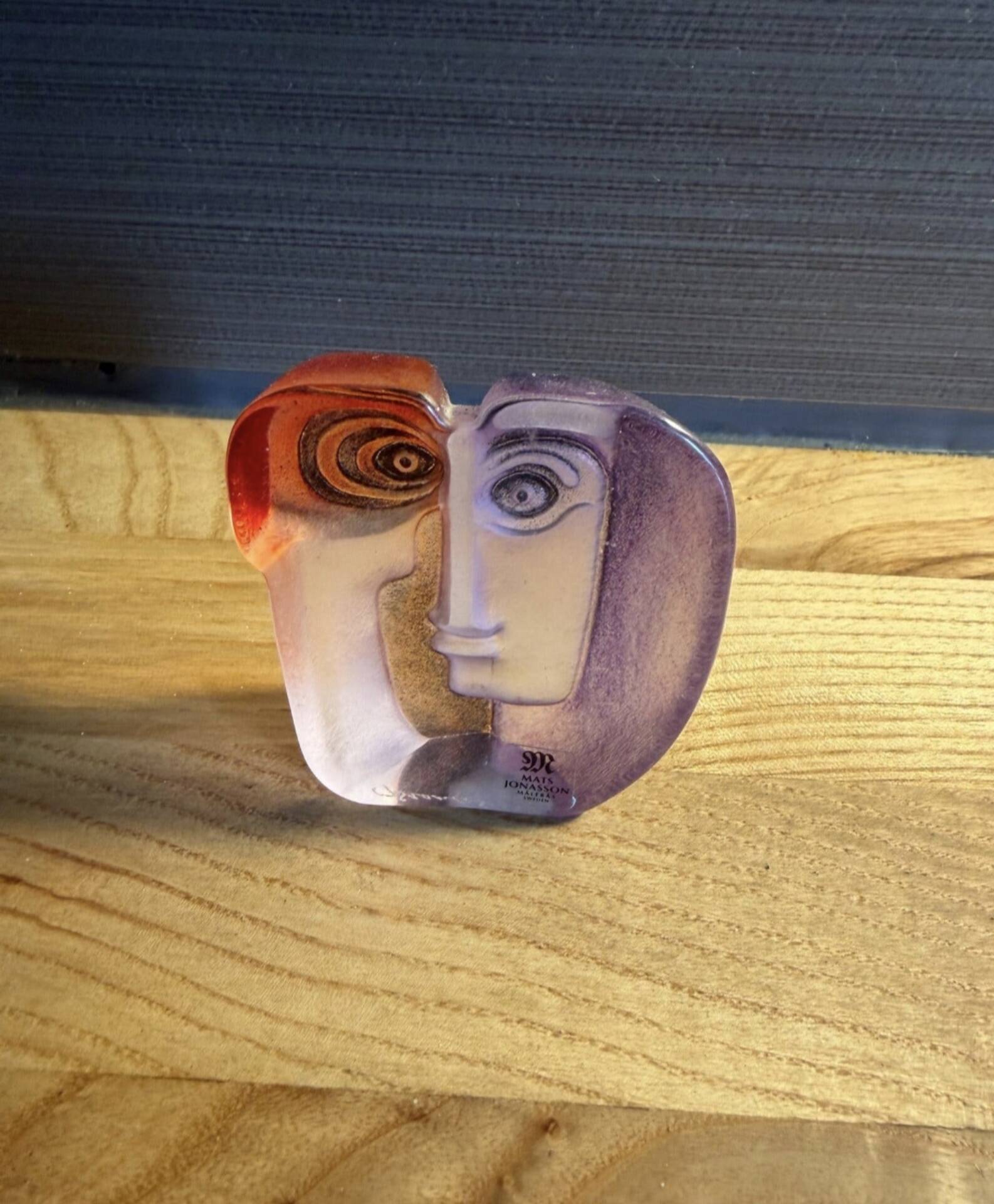 Glass sculpture / "Mio" mask - Signed - Art glass