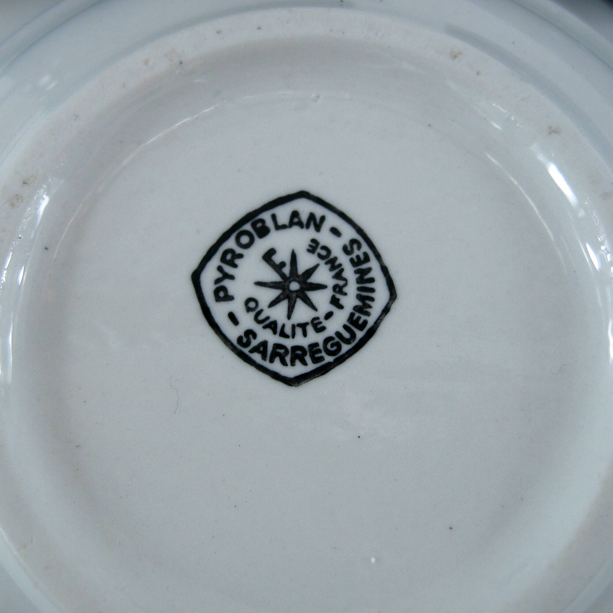 Blue porcelain coffee set - Pyroblan Sarreguemines France - vintage 80s