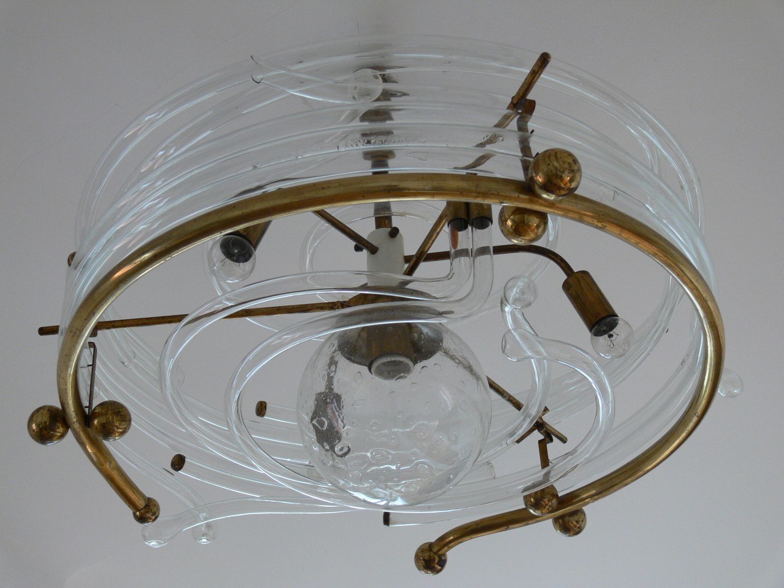 Vintage glass and brass ceiling light
