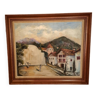 Oil painting on canvas Basque Country.