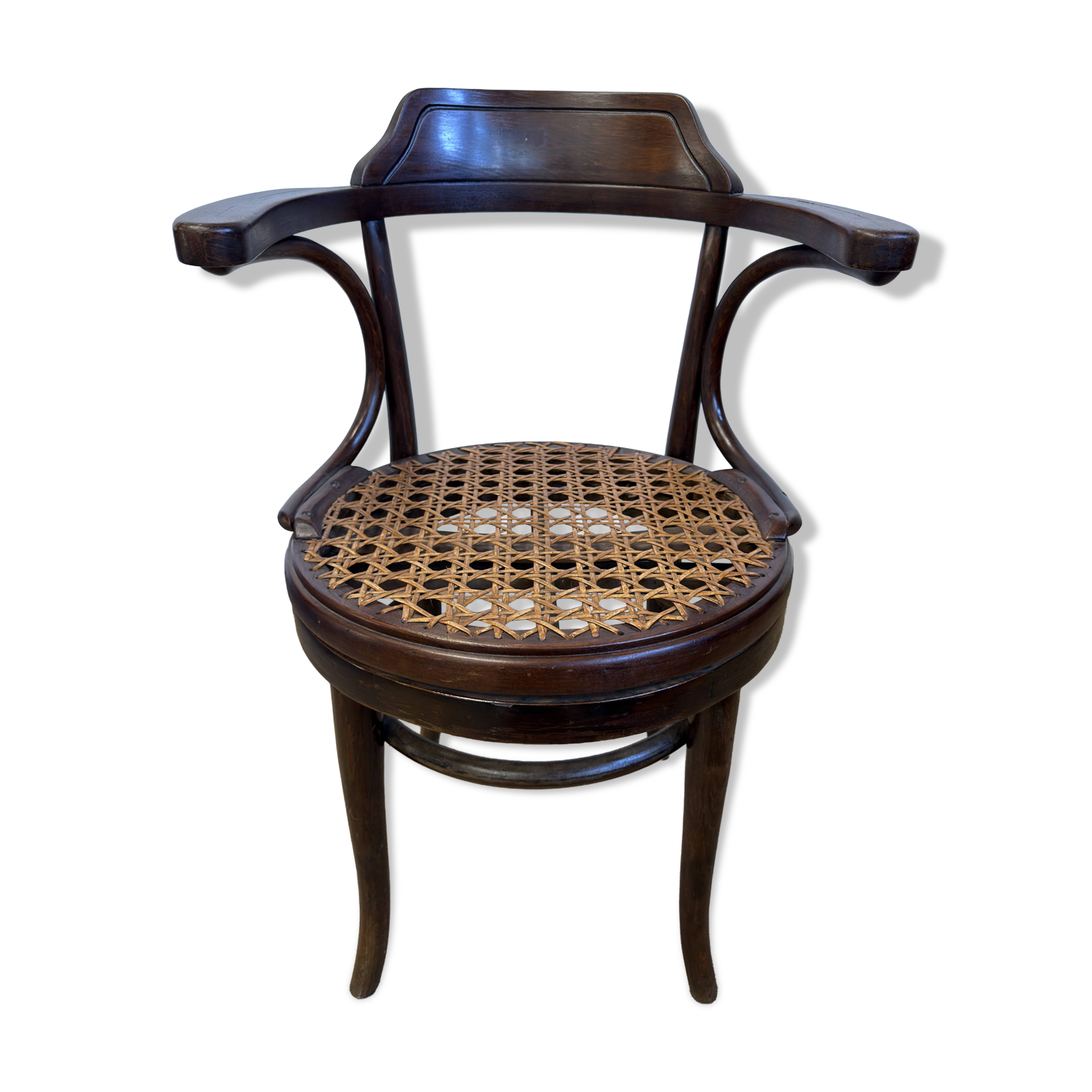 Fauteuil de bureau pivotant Thonet  en bois courbé et cannage – début XXe