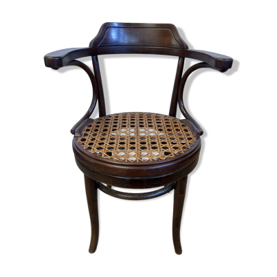 Fauteuil de bureau pivotant Thonet  en bois courbé et cannage – début XXe