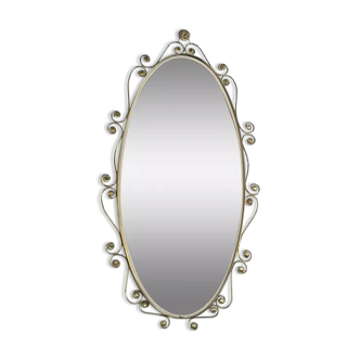 Oval brass mirror