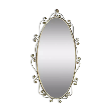 Oval brass mirror