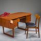Mid-century Danish freestanding teak desk with raised lip edge, 1960s