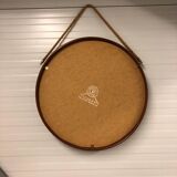 Miroir en cuir cognac Pizzetti, Italie années 1950