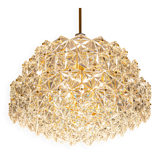 Chandelier, brass and crystal glass by Kinkeldey, Germany, 1970s.