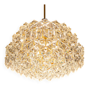 Chandelier, brass and crystal glass by Kinkeldey, Germany, 1970s.