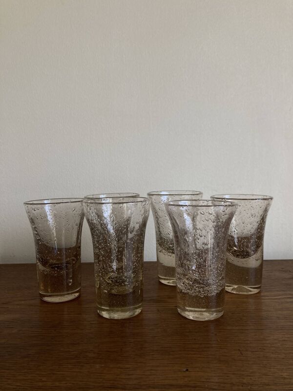 Set de 6 gobelets Biot rose des sables 1960 signés