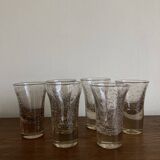 Set de 6 gobelets Biot rose des sables 1960 signés