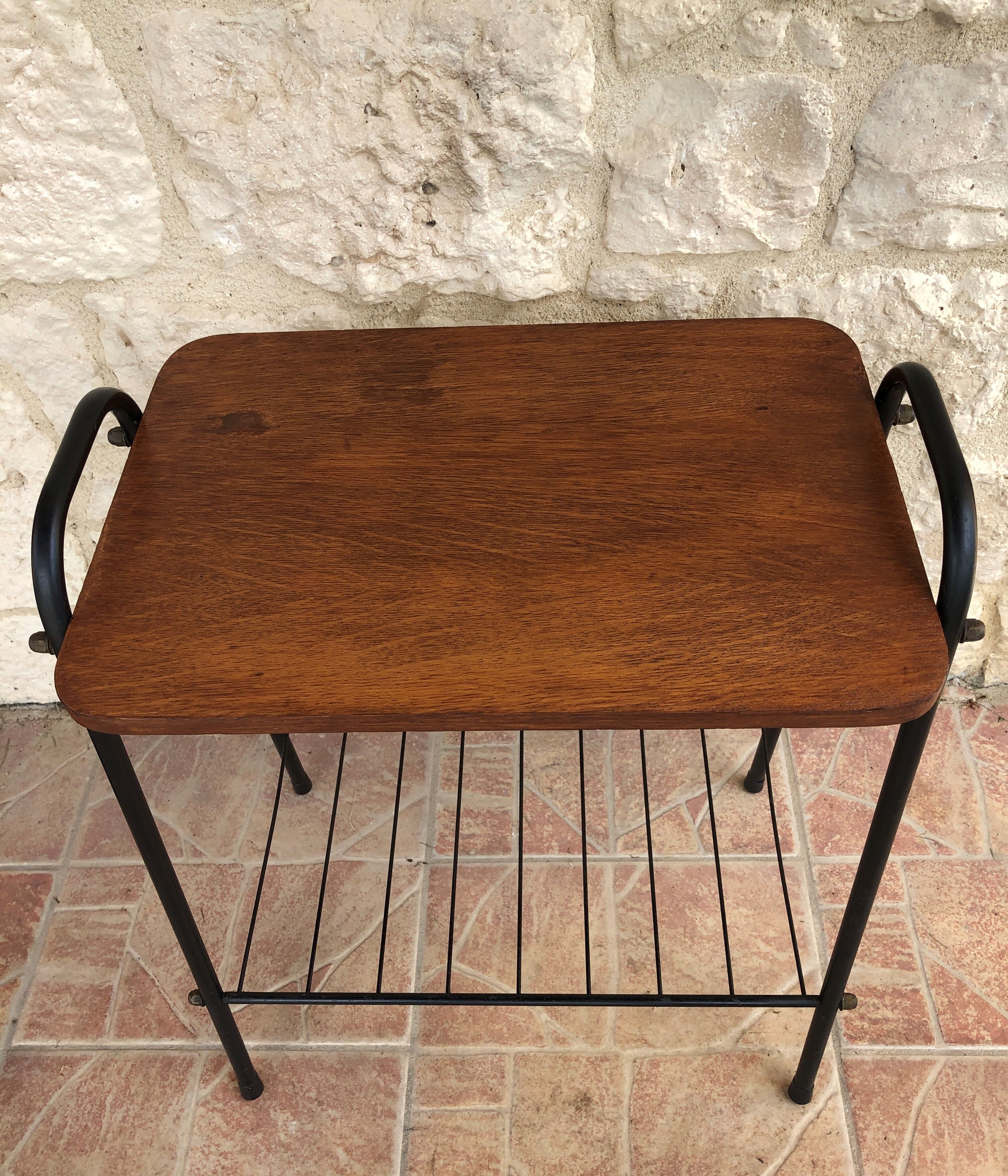 Vintage side table with magazines rack 1960