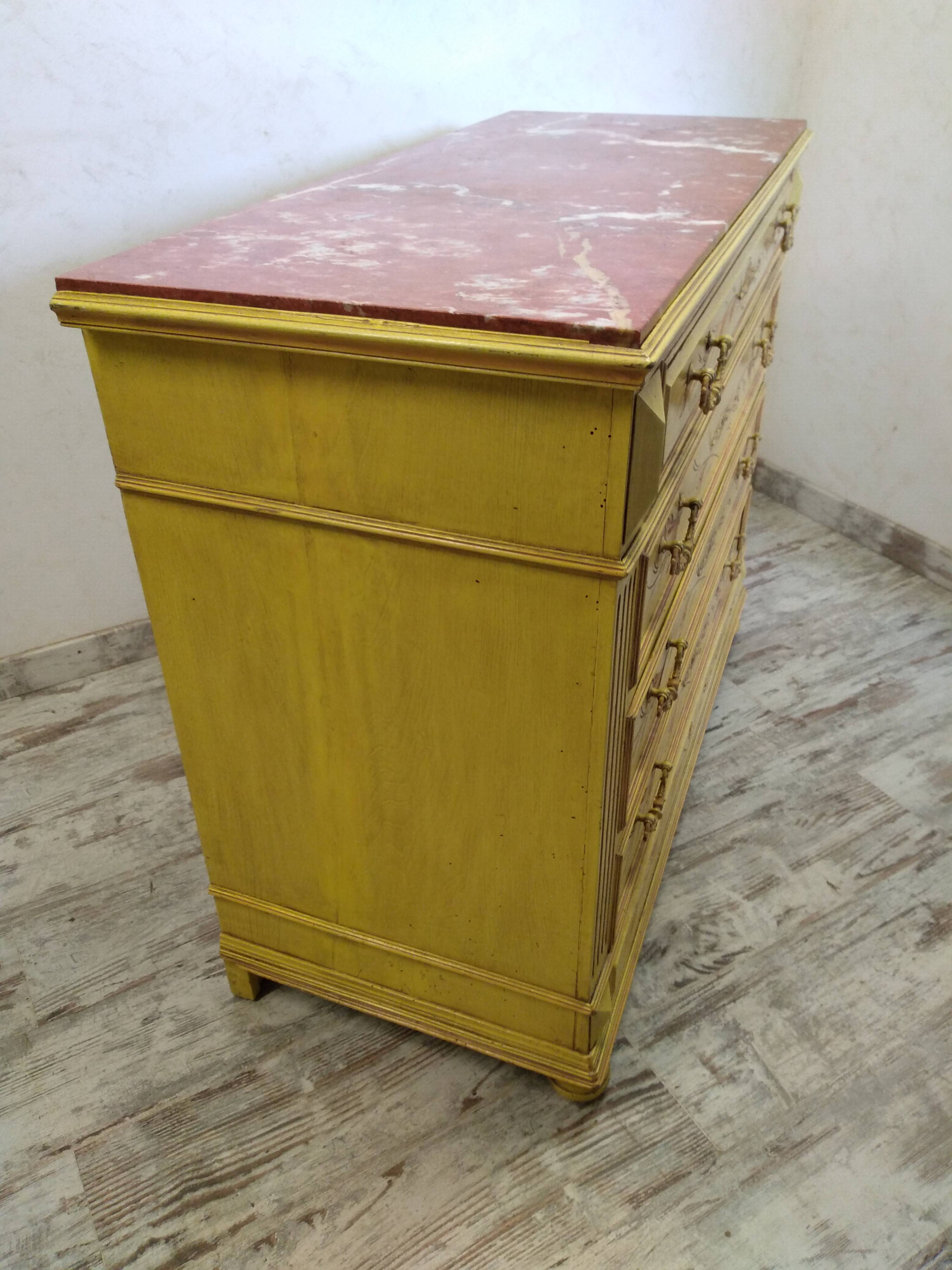 Antique chest of drawers with marble