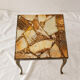Table d’appoint vintage en marbre et finition bronze, style Louis XV