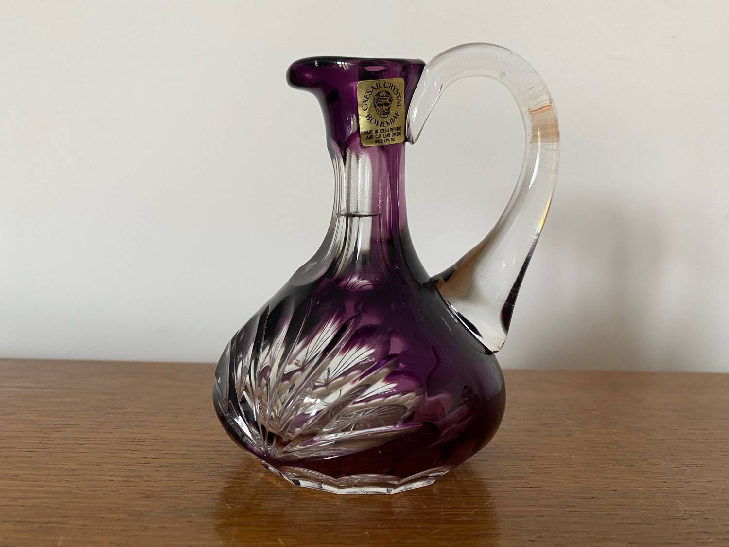 Vintage Czech Purple Crystal CAESAR Crystal Bohemiae Bottle Jug