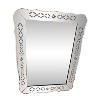 Miroir pop années 60-70 ancien art déco 70x100cm