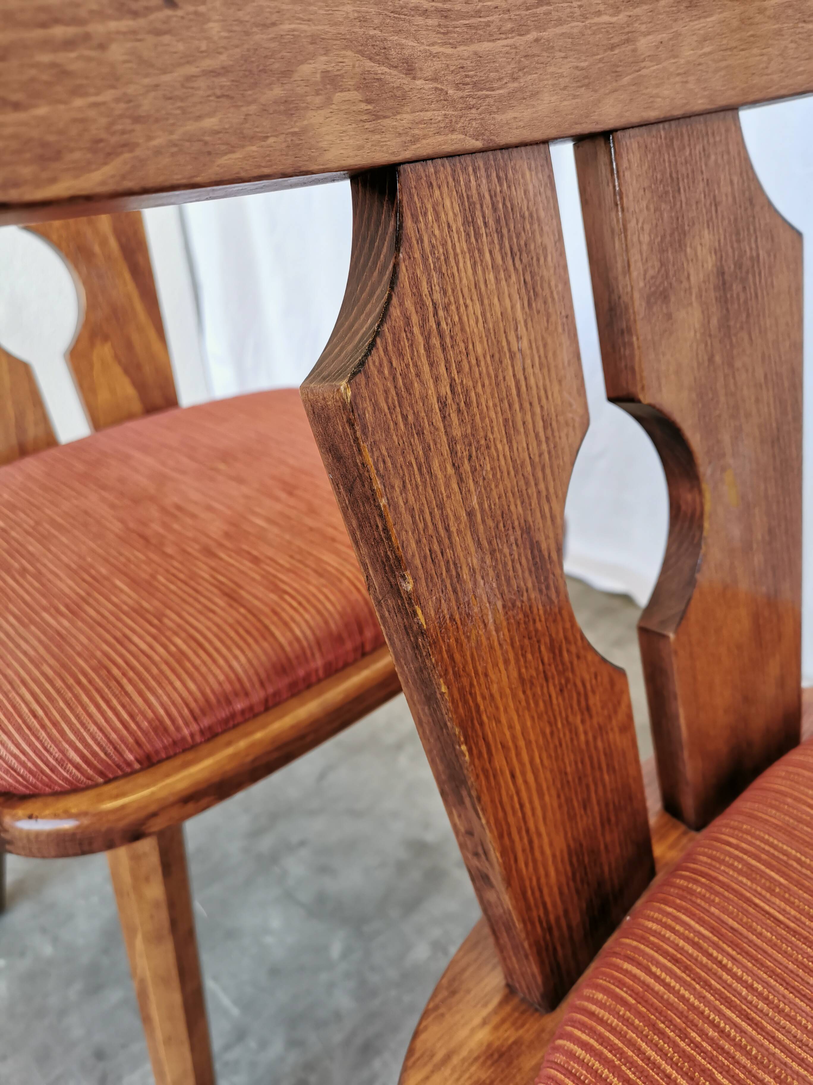 Ensemble de 2 chaises de salle à manger vintage tyroliennes en bois, style ferme autrichienne alpine