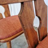 Ensemble de 2 chaises de salle à manger vintage tyroliennes en bois, style ferme autrichienne alpine