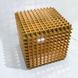 Mid-Century Modern Italian Wooden Cube Lamp, 1960s