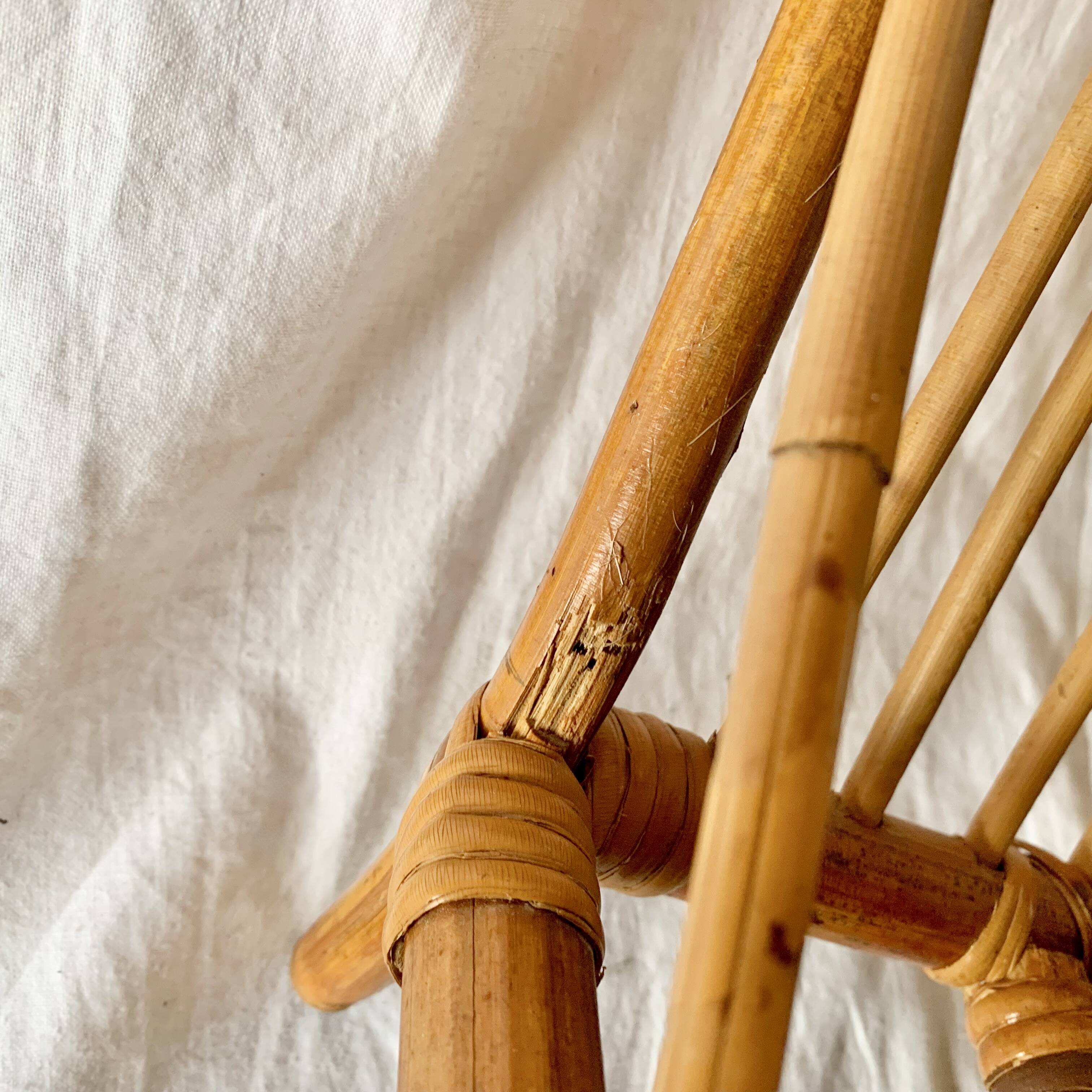Vintage bamboo and rattan magazine rack