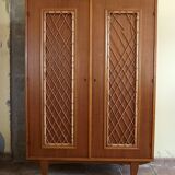 60s wardrobe wood / rattan / wicker