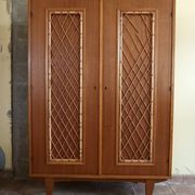 Armoire année 60 bois / rotin / osier