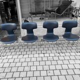 Set of 6 Hammer chairs in black leather, by Arne Jacobsen for Frits Hansen