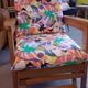 Fauteuil relax vintage en bois – coussins entièrement reconfectionnés
