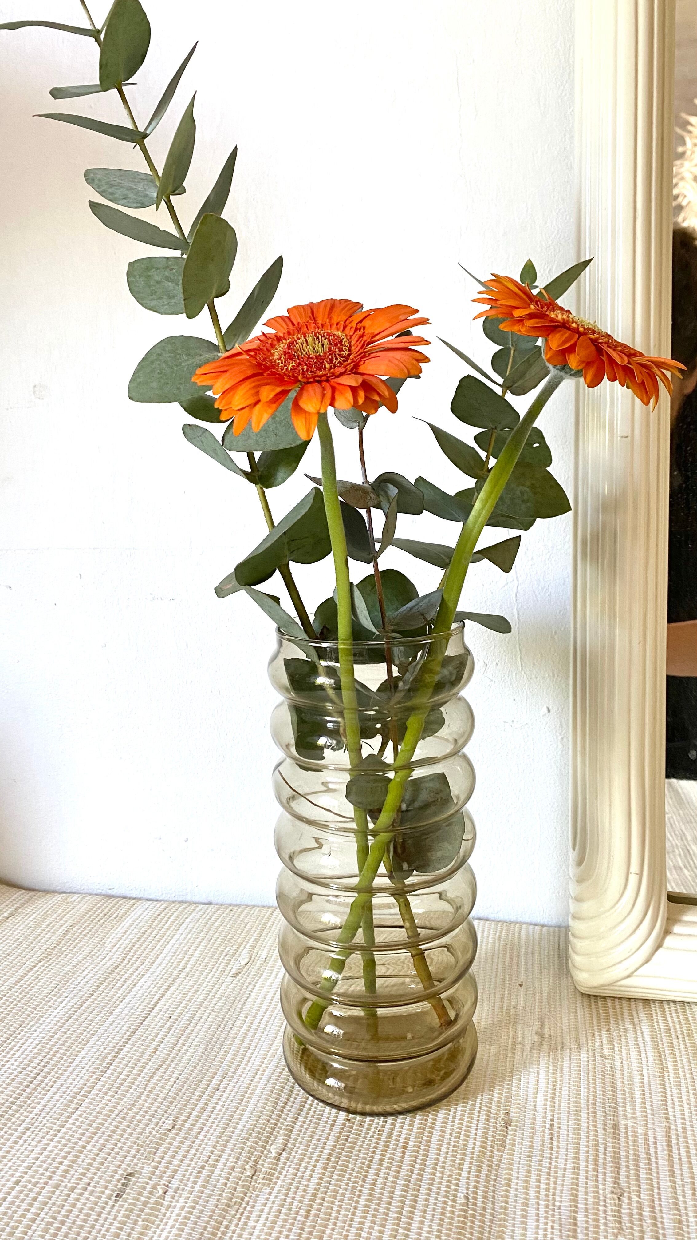Vintage vase high in smoked glass