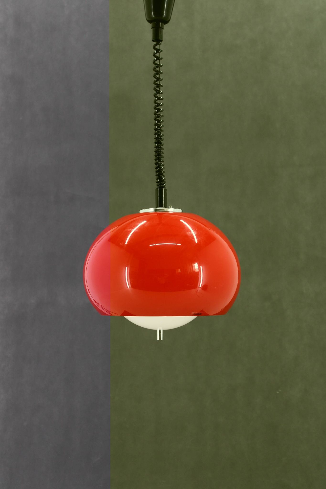 1970s Harvey Guzzini Red Pendant Light for Meblo, Italy