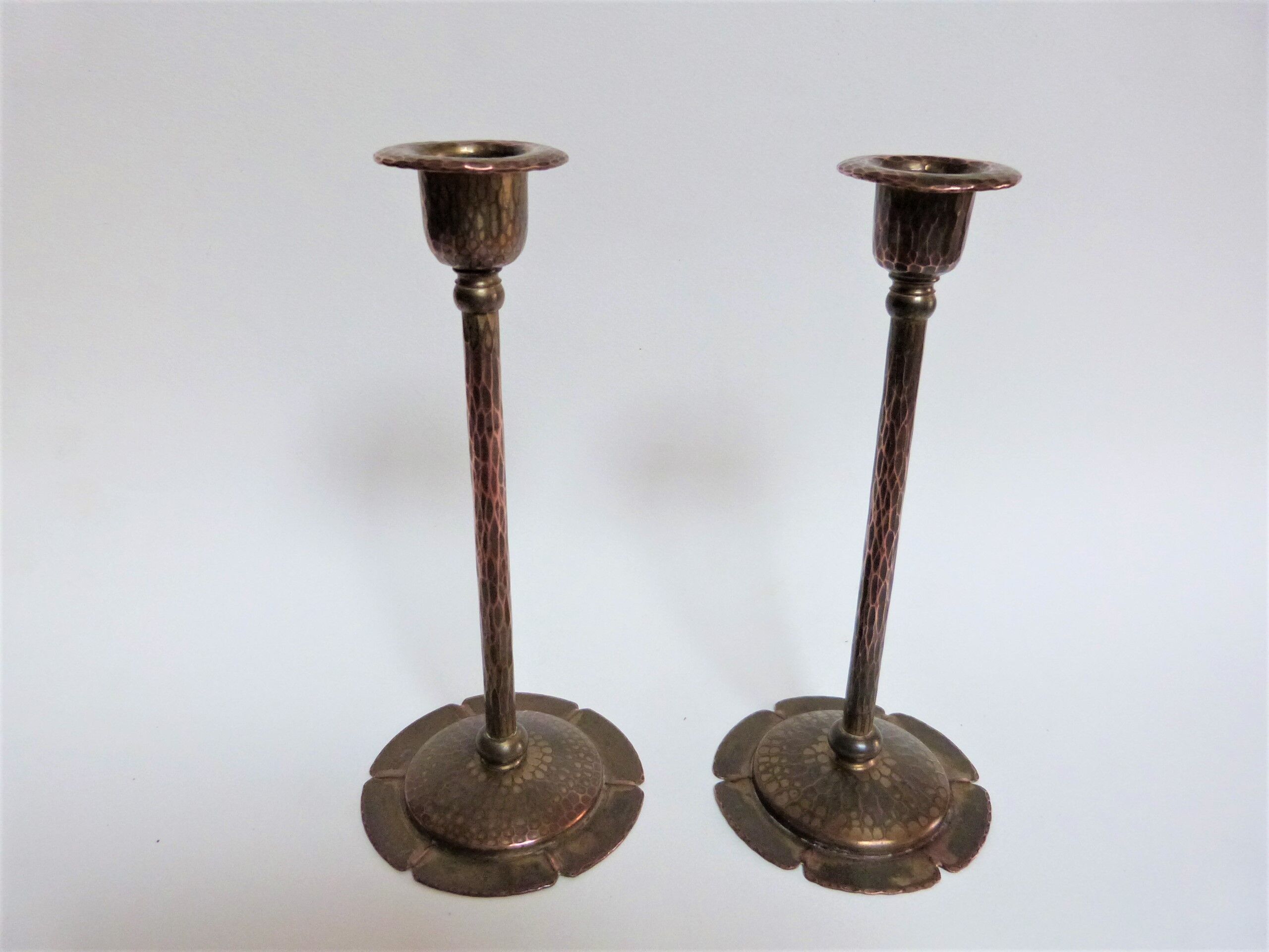 rare pair of arts and crafts USA candlesticks