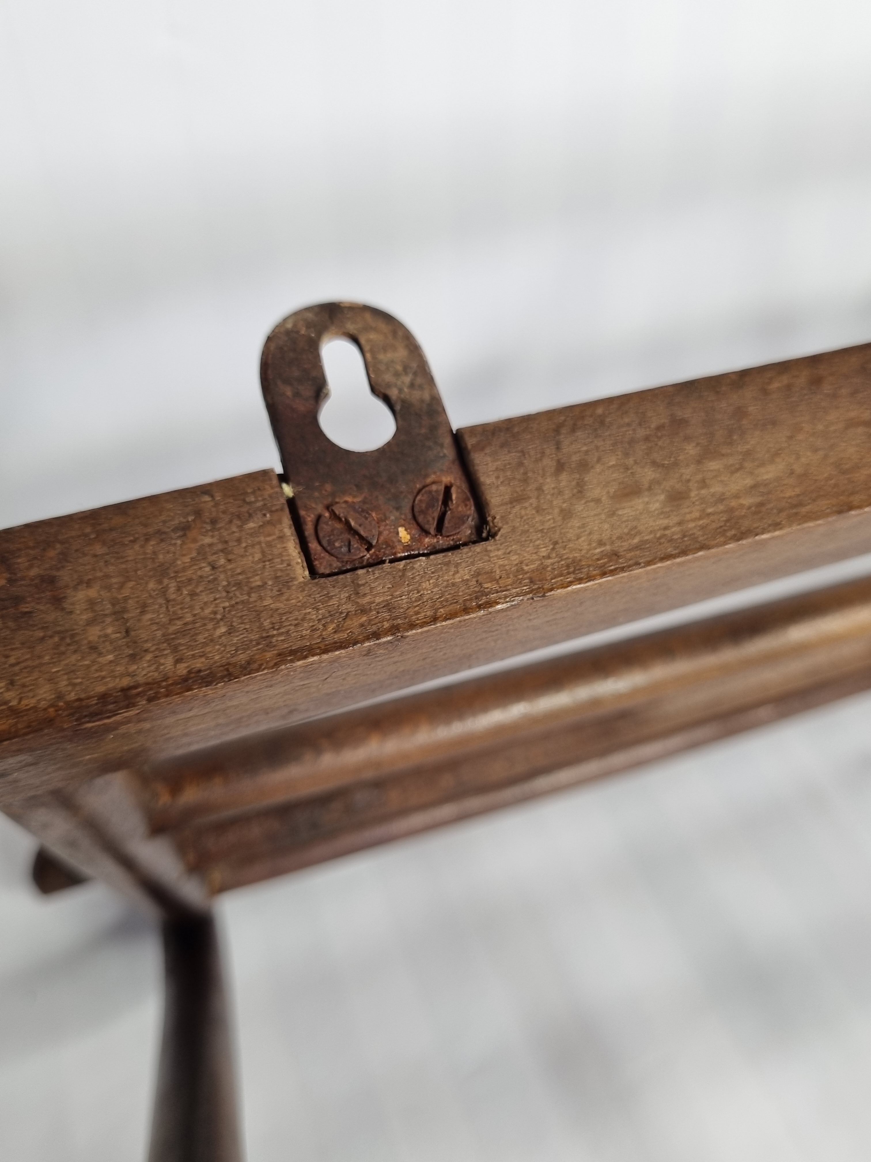 Portemanteau mural en bois courbé ancien 1900, 5 patères et un porte chapeau