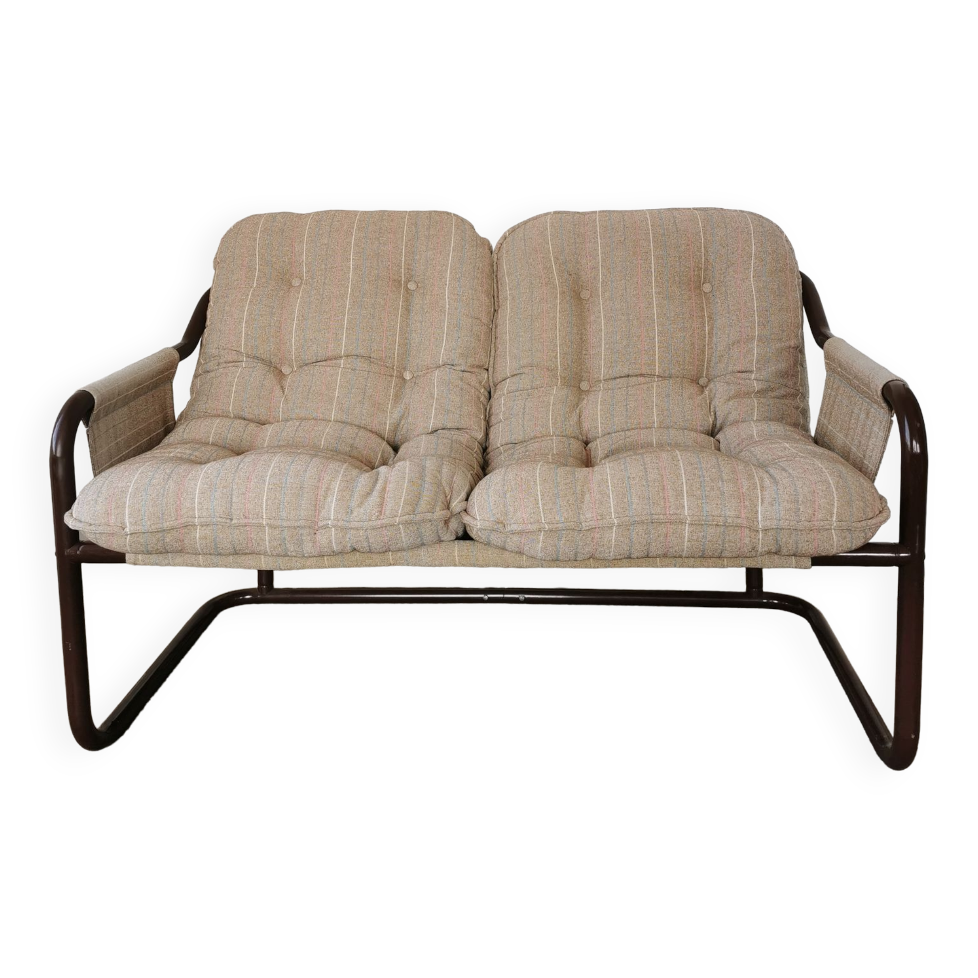 Tubular metal bench from the 80s