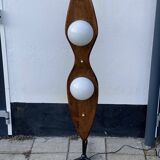 Vintage italian double lamp on a organic oak wood base