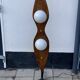 Vintage italian double lamp on a organic oak wood base