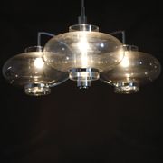 Lustre italien en verre et chrome des années 1970