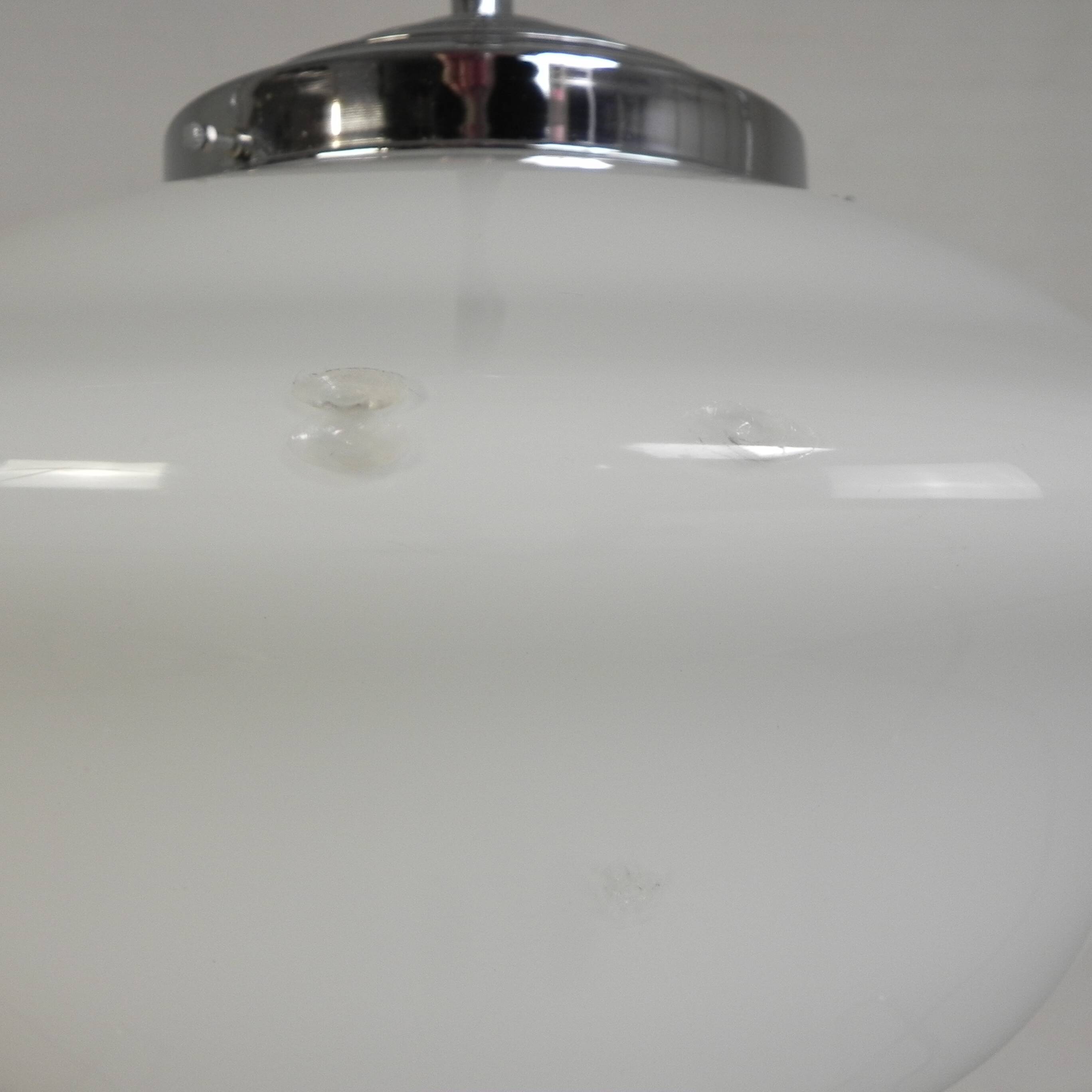 Art Deco pendant light with white glass shade, 1930s