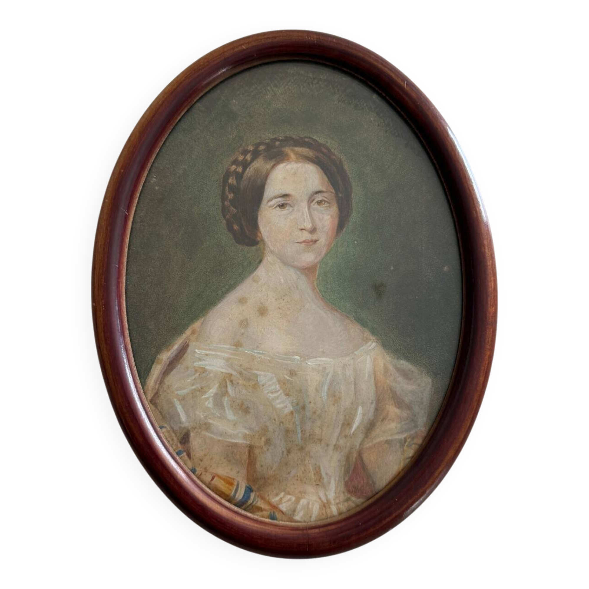 Watercolor on paper, early 20th century, portrait of a woman from the early 19th century