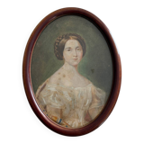 Watercolor on paper, early 20th century, portrait of a woman from the early 19th century