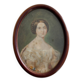 Watercolor on paper, early 20th century, portrait of a woman from the early 19th century