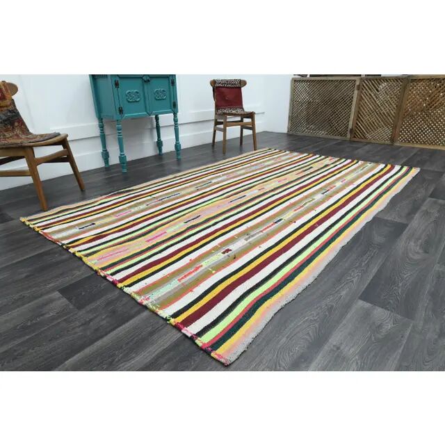 1970s Vintage Turkish Oushak Handmade Wool Cotton White Area Rug 178x289