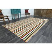 1970s Vintage Turkish Oushak Handmade Wool Cotton White Area Rug 178x289