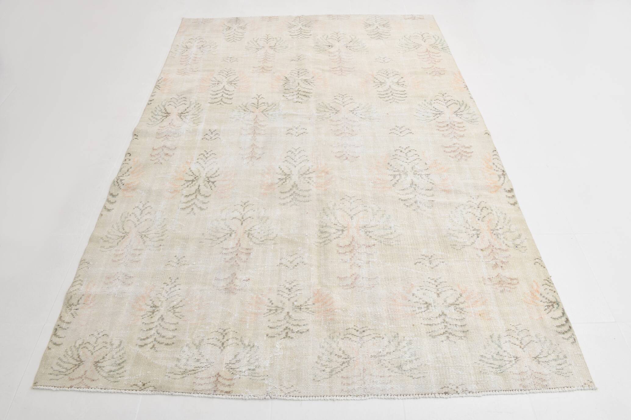 6x8 Cream Brown Floral Vintage Area Rug, 181x261Cm SK 21812
