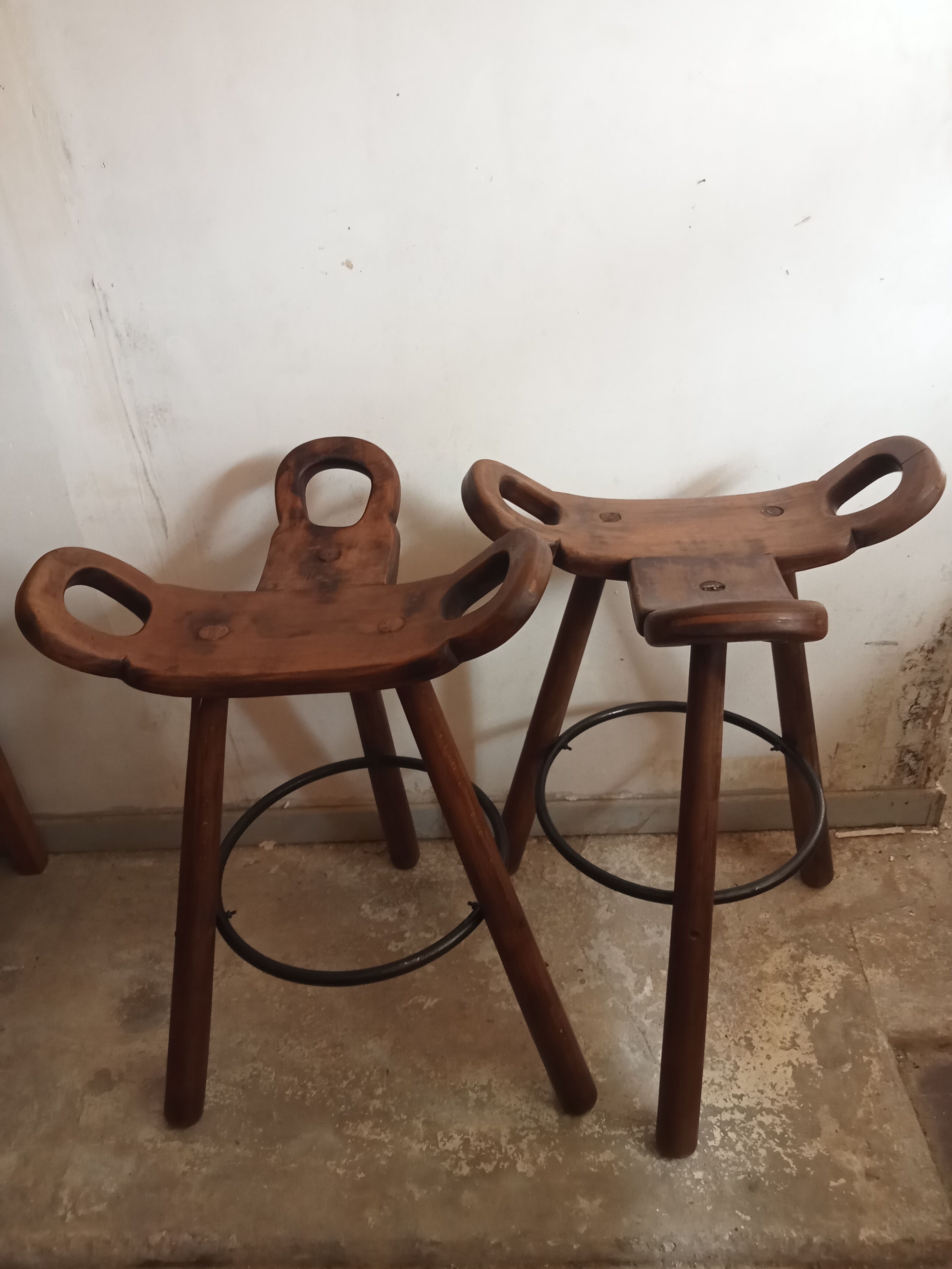 2 brutalist stools