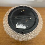 Antique Ceiling Light Wall Lamp Molded Glass Diamond Tip + Black Metal Support