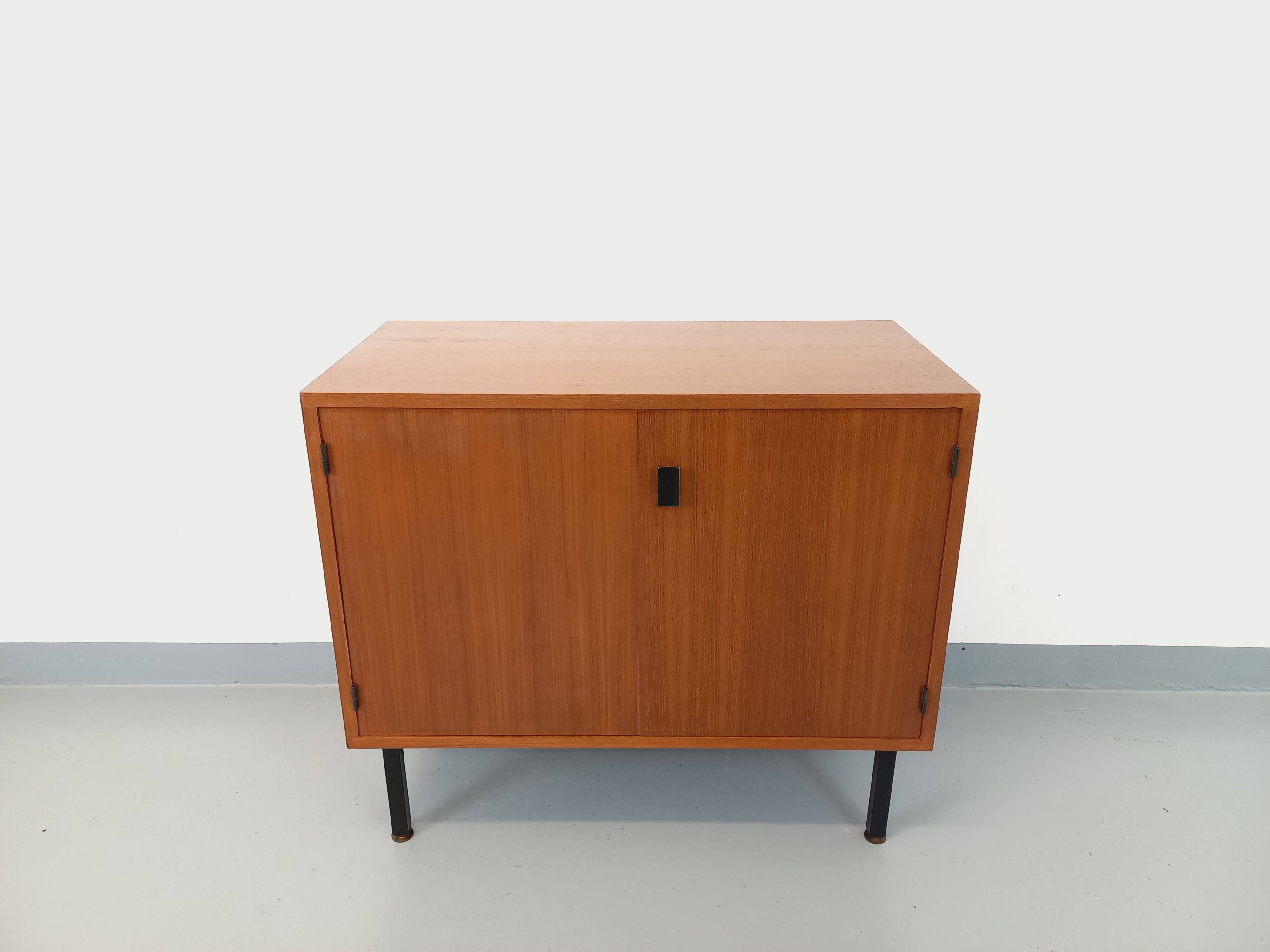 Small vintage storage unit in modernist Scandinavian style in teak from the 60s